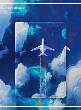 适用于ipad10.2保护套油画飞机2019air3壳子卡通酷10.5英寸2018/2020款9.7mini5平板8苹果2迷你4pro11带笔槽