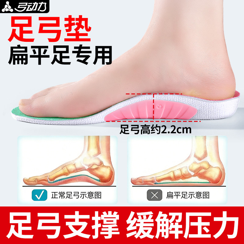 扁平形专业足弓支撑专用运动超软减震鞋垫女款矫正男士久站不累
