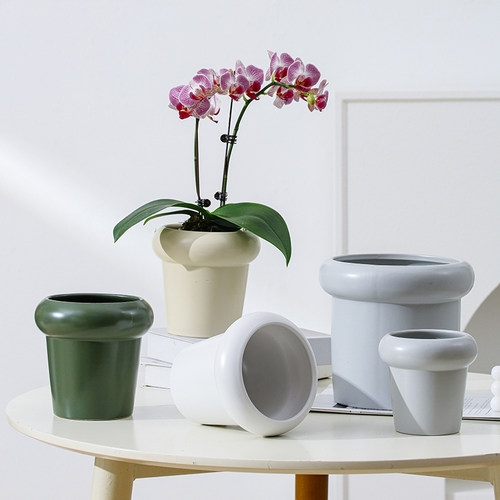 北欧简约风小花盆陶瓷家用刘宇宁同款蝴蝶兰专用绿植绣球室内薄荷
