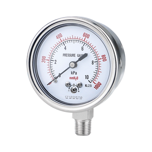 膜盒压力表YE60 KPa燃气表天然气压表 不锈钢带调零 微压表千帕表