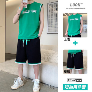 夏季超大码M-8XL冰丝清爽透气男士短裤套装 TZ35332-P67 大码图片