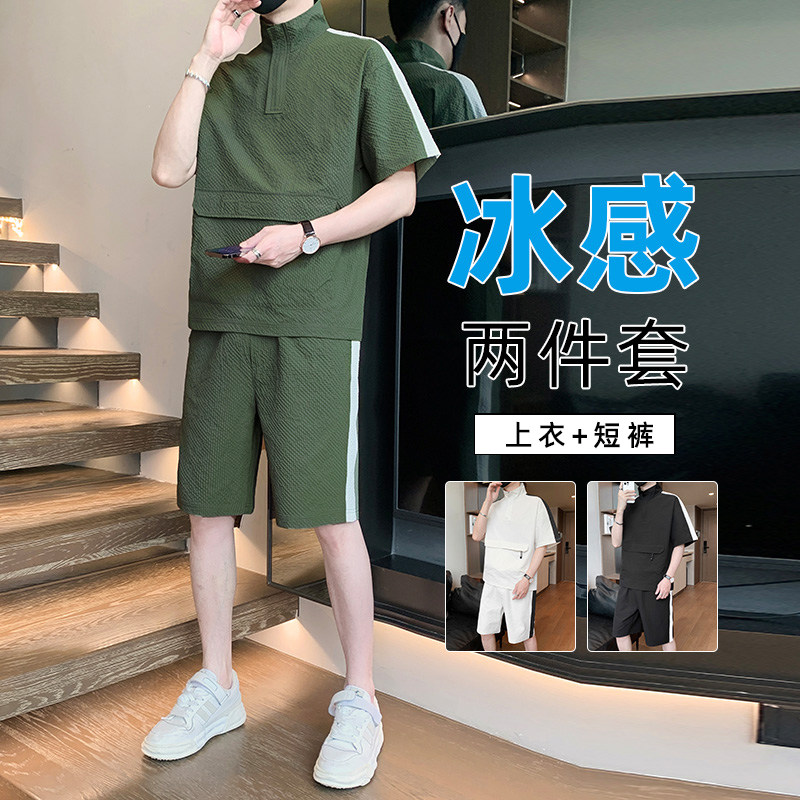 胖男生M-8XL大码男士短袖套装休闲运动两件套TZ35066-P65控118,男装T恤,星座209