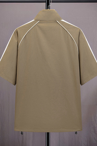 夏季胖男生M-8XL大码男士立领开衫休闲短袖T恤 TX2077-P40 79图片