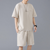 夏季M-8XL大码胖男生假两件宽松休闲运动短袖套装TZ01-P50控69，男装休闲套装，星座209