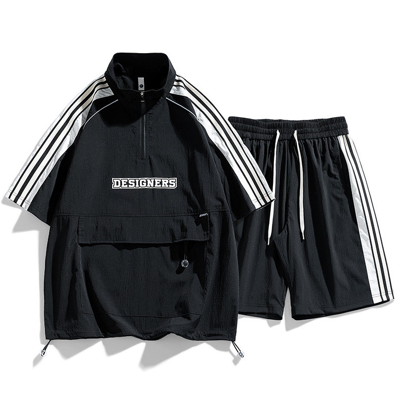 M-8XL大码胖男生时尚宽松五分裤休闲运动套装男TZ35077-P72控138,男装休闲套装,星座209