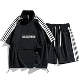 M-8XL大码胖男生时尚宽松五分裤休闲运动套装男TZ35077-P72控138，男装休闲套装，星座209