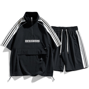 M-8XL大码胖男生时尚宽松五分裤休闲运动套装男TZ35077-P72 控138图片
