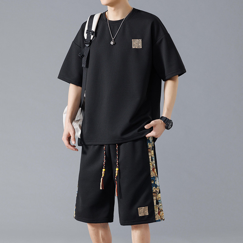 夏季M-8XL大码胖男生宽松休闲运动短袖套装TZ02-P50控69,男装休闲套装,星座209