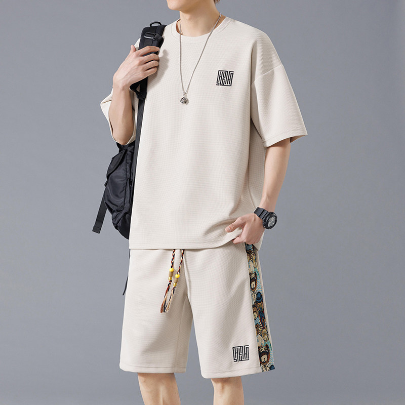 夏季M-8XL大码胖男生宽松休闲运动短袖套装TZ02-P50控69,男装休闲套装,星座209