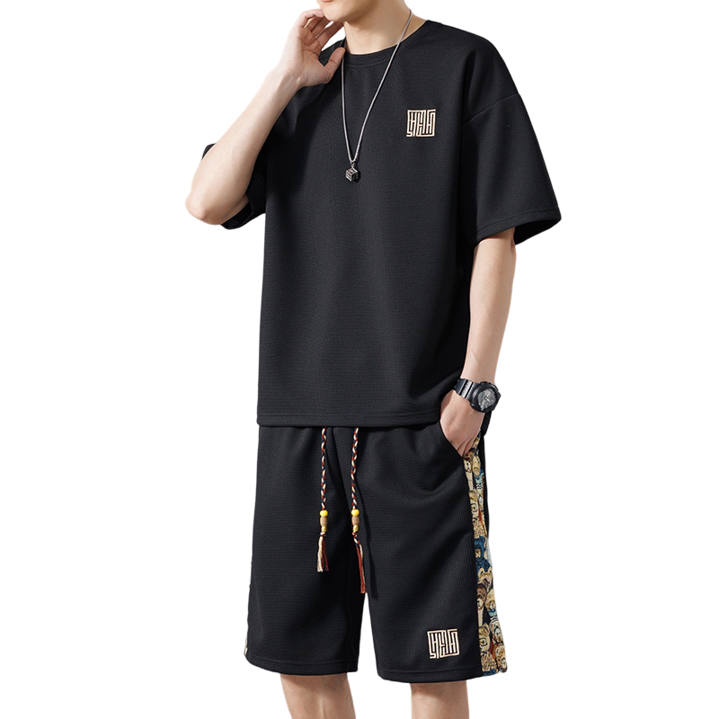 夏季M-8XL大码胖男生宽松休闲运动短袖套装TZ02-P50控69,男装休闲套装,星座209