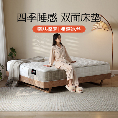 床垫家用卧室记忆棉独立袋装弹簧床垫冰丝双面冬夏两用垫子22cm
