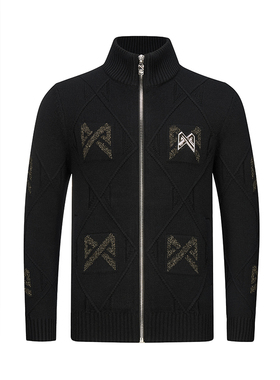 pp轻奢男装pleikpholppe秋冬轻奢时尚潮牌男装时尚针织夹克外套