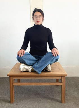 老榆木打坐凳禅凳打坐实木宽大新中式禅修凳新中式盘腿凳寺院禅凳