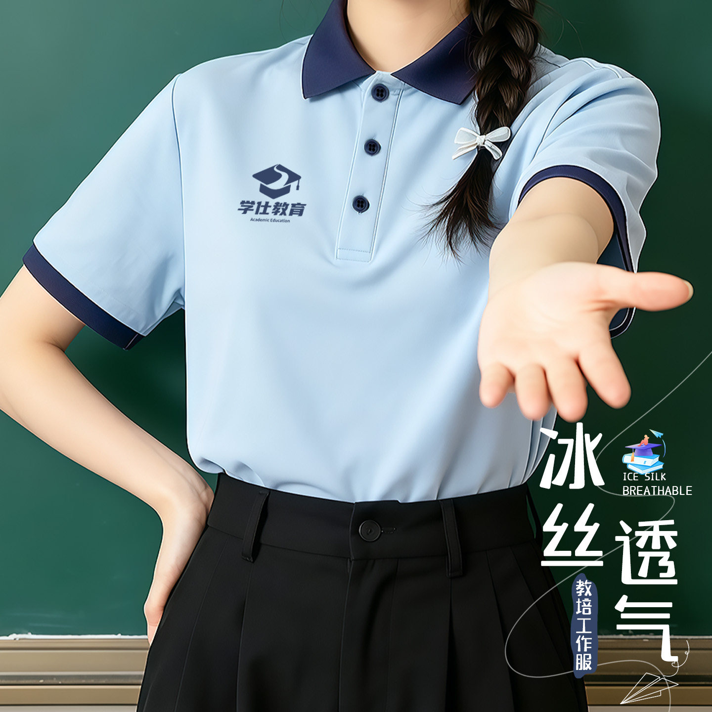 冰丝POLO衫定制工作服印logo夏季幼师同学活动团建文化衫短袖T恤图片