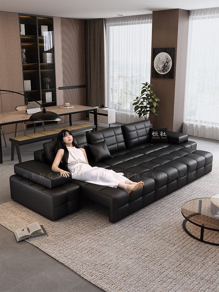Художественный диван Lawrence в итальянском стиле Hengshe leather art sofa для гостиной многофункциональный электрический выдвижной диван двойного назначения с нулевым переводом на стену Изображение 1