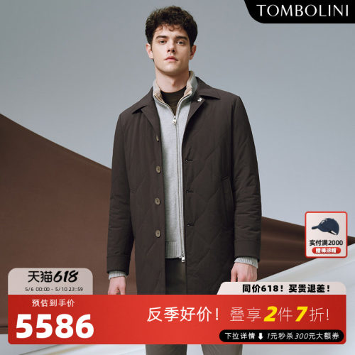 TOMBOLINI简约翻领中长款鹅绒服