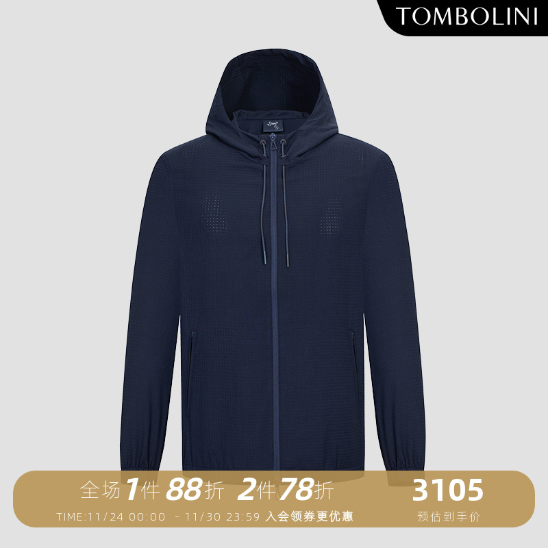 轻薄羊毛夹克外套藏青色