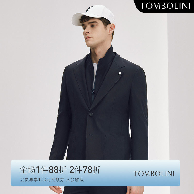 TOMBOLINI东博利尼春秋经典纯色休闲西装外套男藏青商务通勤单西