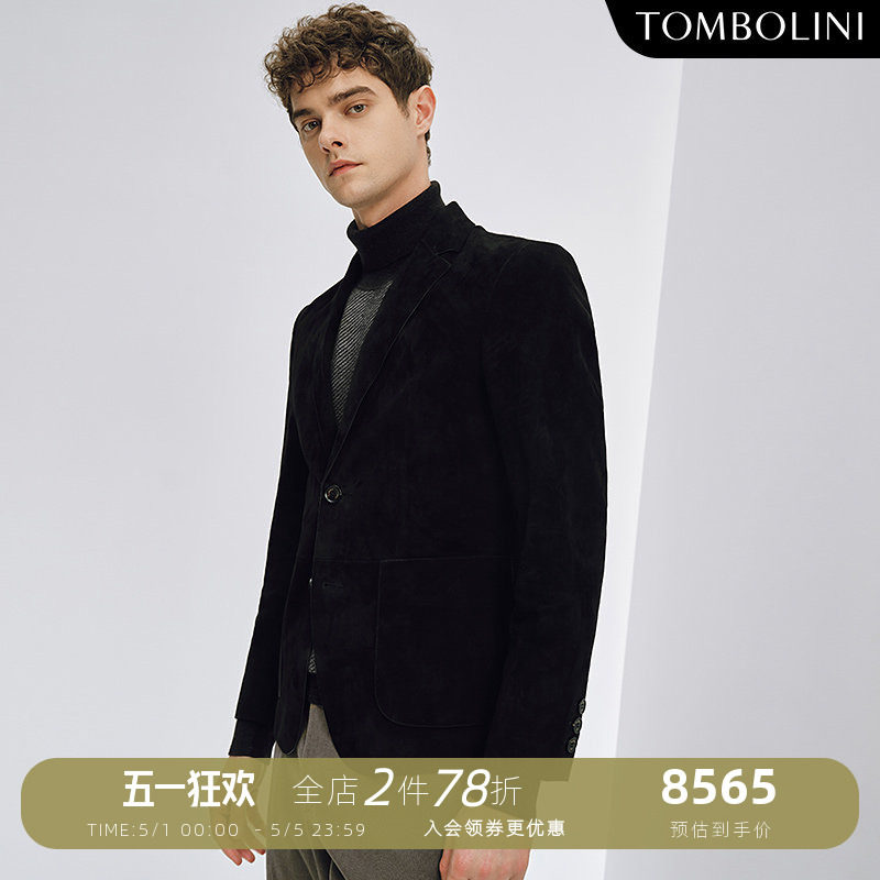 TOMBOLINI/东博利尼秋冬男士商务休闲羊皮西装外套真皮皮衣潮