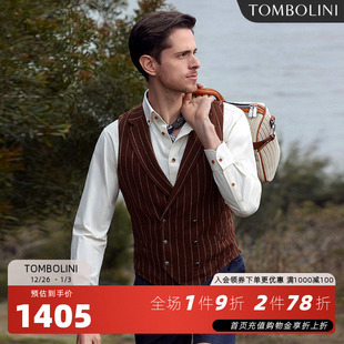 复古雅痞马甲 新款 TOMBOLINI东博利尼亚麻透气进口面料西装 马甲男