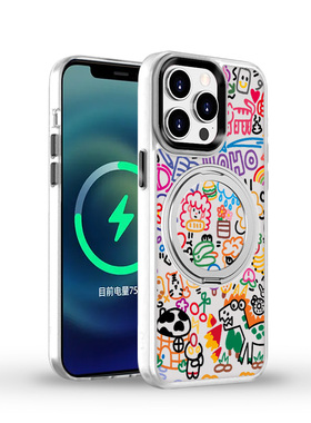 【支点手机壳】适用于苹果16pro带支架iphone15plus半透明14磨砂白13钛灰色12promax涂鸦magsafe磁吸17电镀