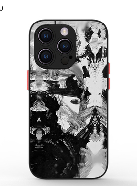 智卡奴 magsafe磁吸iphone14pro手机壳黑色苹果15水墨画13promax磨砂12迷你新款11超薄xr适用plus男高级感女p