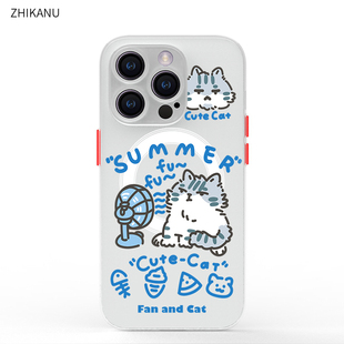 磨砂12防摔高级感xr猫咪8p magsafe磁吸16手机壳iphone15pro透明13mini可爱14promax新款 智卡奴 适用于苹果17