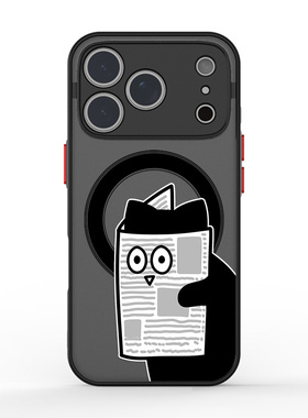 新款17pro适用于苹果17magsafe磁吸iphone12手机壳15promax保护壳14恶搞13mini磨砂黑色16pro防摔x黑猫11pm