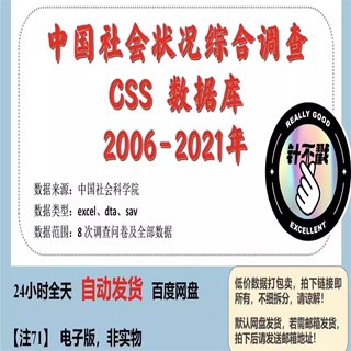 中国社会状况综合调查 CSS 数据库2006-2021 无需等待 自动发货