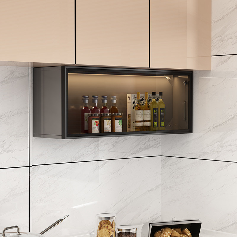 实木吊柜下调料架置物上翻柜定制