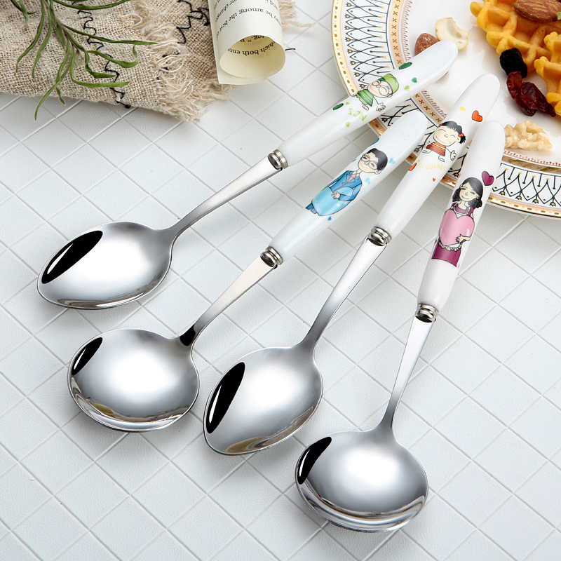 304不锈钢勺子创意卡通家用吃饭