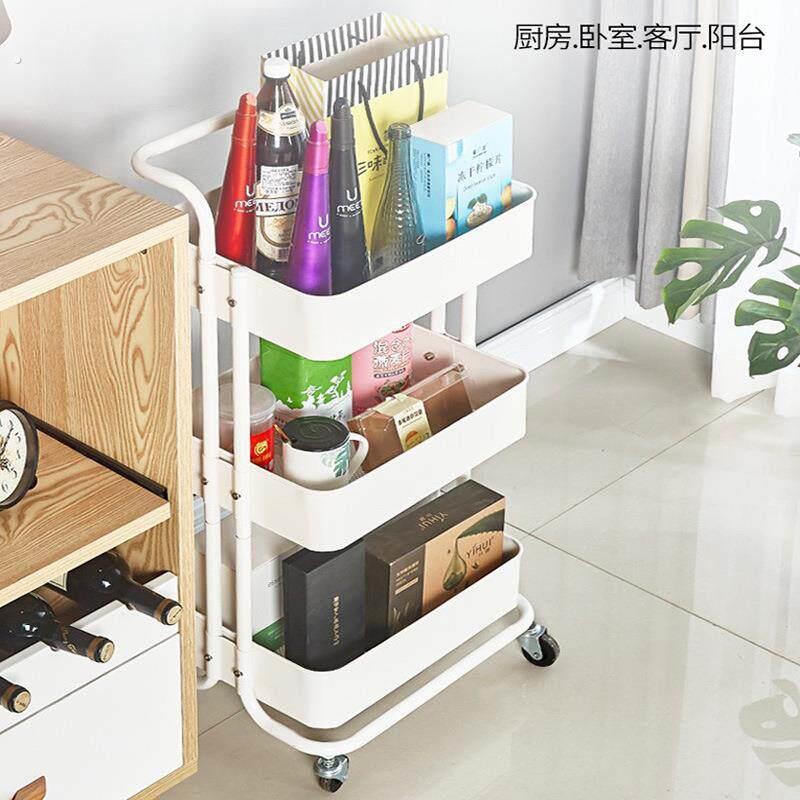 小推车置物架落地多层婴儿用品收纳架家用厨房移动储物架子