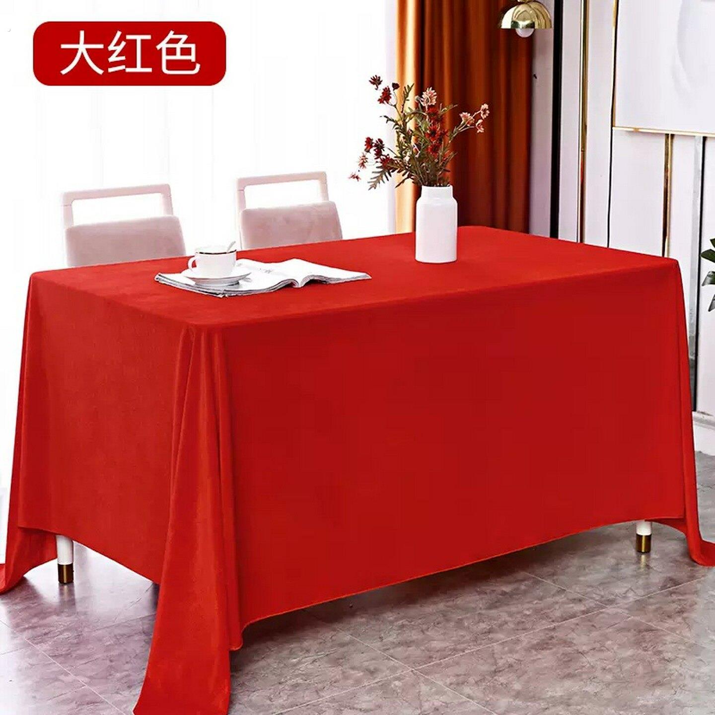 装修开工大吉仪式装饰红绒布桌布公司会议桌背景布签约大红色桌布