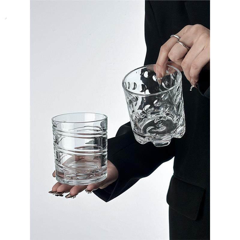 日式条纹威士忌杯酒吧专用古典杯鸡尾酒杯复古烈酒杯玻璃洋酒杯子