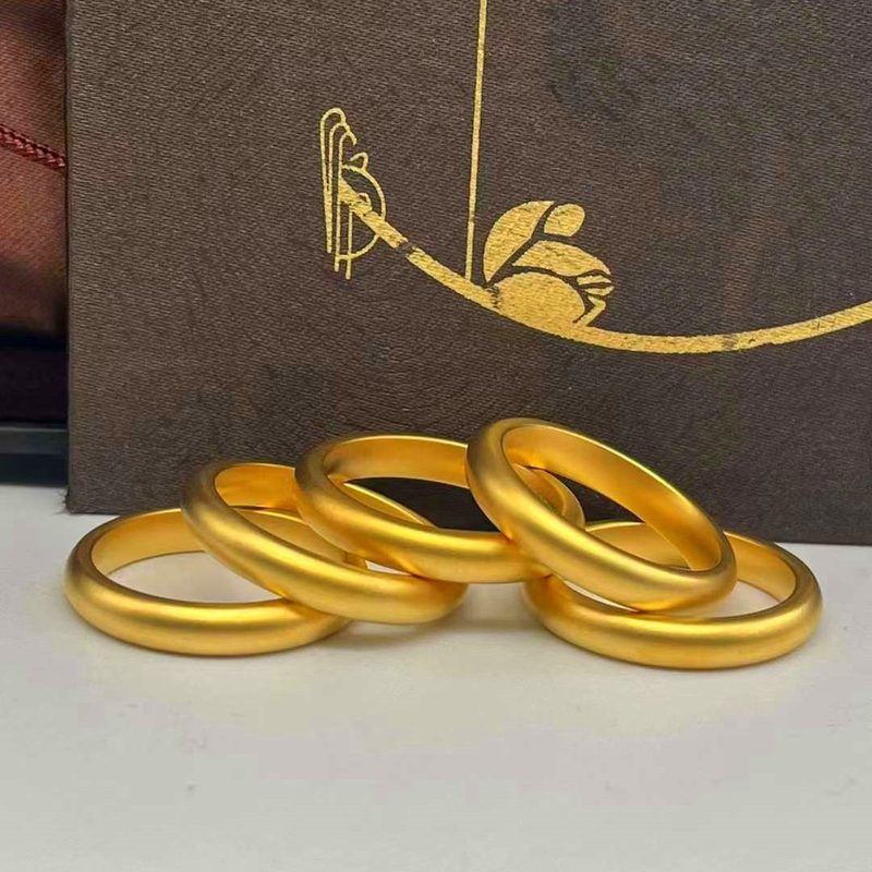 精工无痕戒指女越南沙金闭口素圈指环仿黄金色高级感抖音快手批发