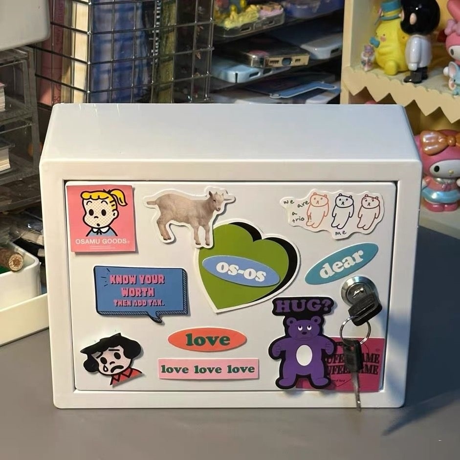 小红书同款ins纯白桌面收纳盒复古改造可爱大容量杂物收纳柜学生