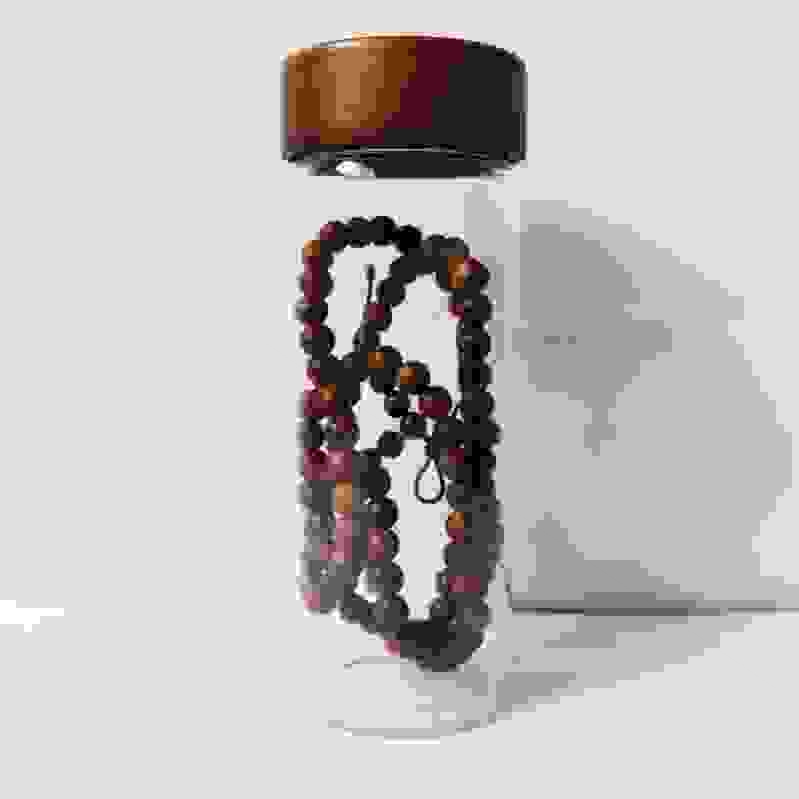 新款47相思木盖文玩手串玻璃密封罐储物罐茶叶咖啡豆罐咖啡粉收纳