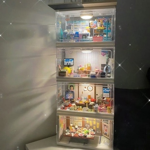 微缩食玩收纳盒迷你小厨房diy玩具配件挂件收纳柜透明多功能杂物