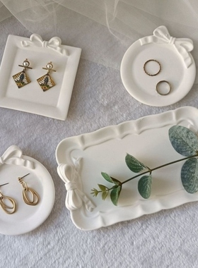 ins风格石膏托盘客厅拍照装饰品桌面摆拍道具美甲调色盘手串