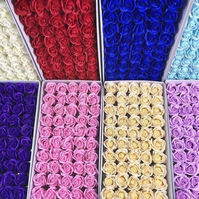 情人节三层仿真香皂玫瑰花肥皂花头花店制作花束diy礼盒包装资材