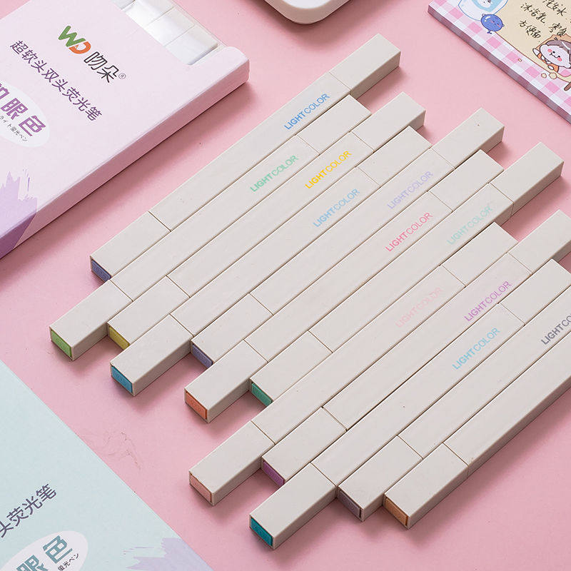 满满双头荧光笔标记重点学生记号笔彩色标记ins高颜值笔记专用笔y