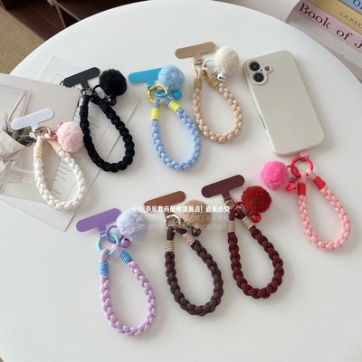 秋冬时尚毛球铃铛手工编织棉绳