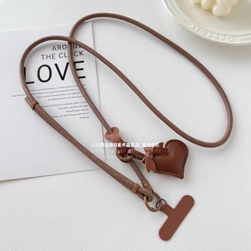 简约纯色皮革挂脖可调节卡扣