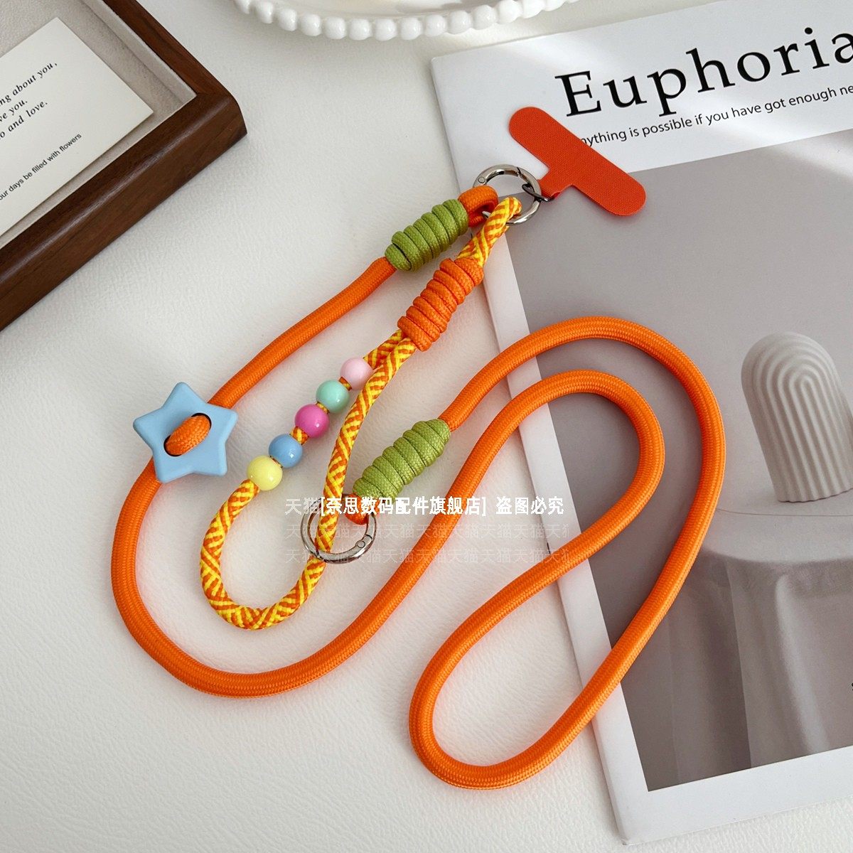 可调拆卸手机挂绳多功能三合一背带挂件斜挎可背挂脖式手腕绳防盗绳子可爱ins多巴胺串珠手绳彩色相机包包