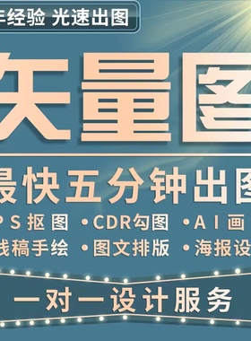 矢量图制作cdr平面设计ai高清图代做ps抠图logo代画图片转源文件