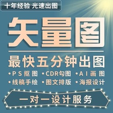 矢量图制作cdr平面设计ai高清图代做ps抠图logo代画图片转源文件