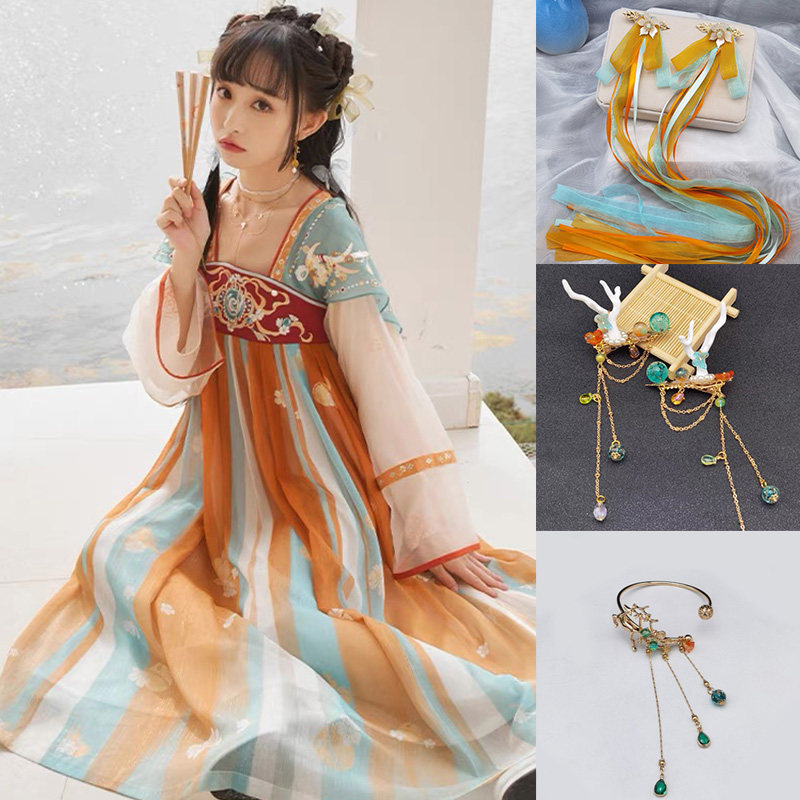 汉服头饰瑶瑶公主遇见神鹿衍生款蝴蝶结飘带对发夹配饰品王者荣耀