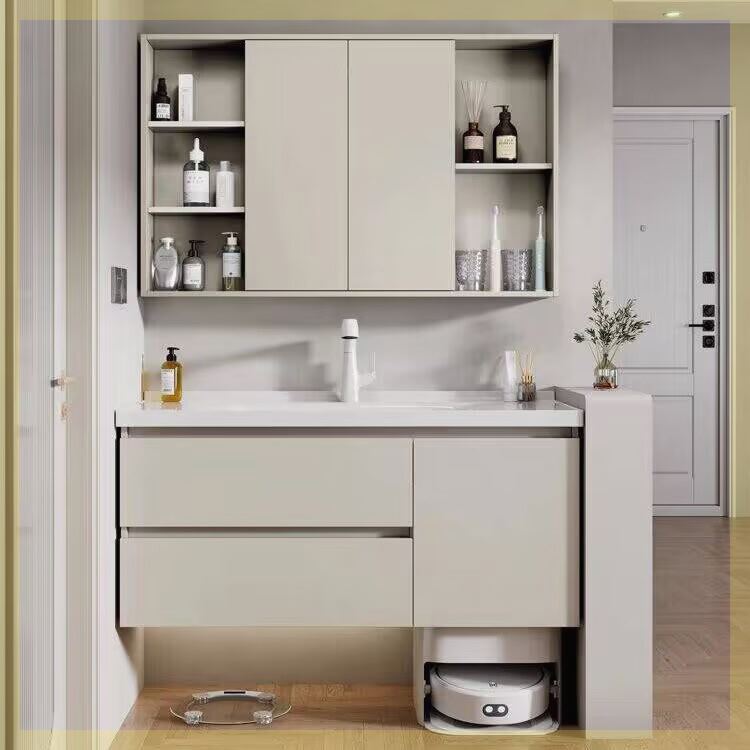 基站款风水镜蜂窝铝浴室柜陶瓷一体盆74/84/94/104/114CM洗脸盆