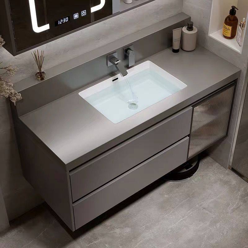 暗装墙出水龙头岩板无缝盆73/83/93/103/113CM卫生间浴室柜洗漱台