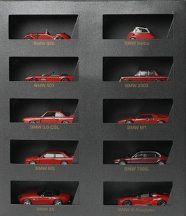 宝马原厂正品1:64红色敞篷车老爷车跑车车模套装收藏BMW新年限定